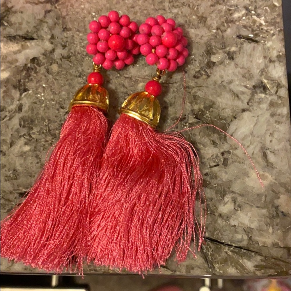Lisi Lerch hot pink tassel earrings Coco